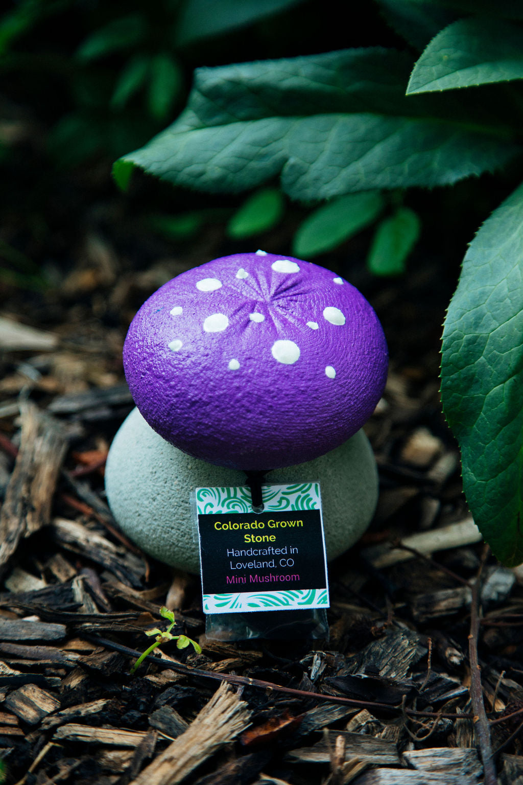 *Mini* Glow-In-The-Dark Concrete Mushrooms - Playful Purple