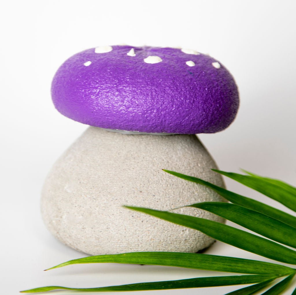 *Mini* Glow-In-The-Dark Concrete Mushrooms - Playful Purple